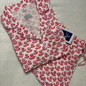 Roller Rabbit x Target Floral Short Sleeves and Shorts Pajama Set Red NWT size M